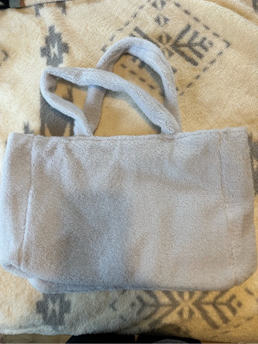 PINK Victoria's Secret Sherpa Tote in Light Blue
